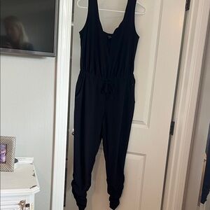 Prana Black Sleeveless Drawstring-Waist Jumpsuit